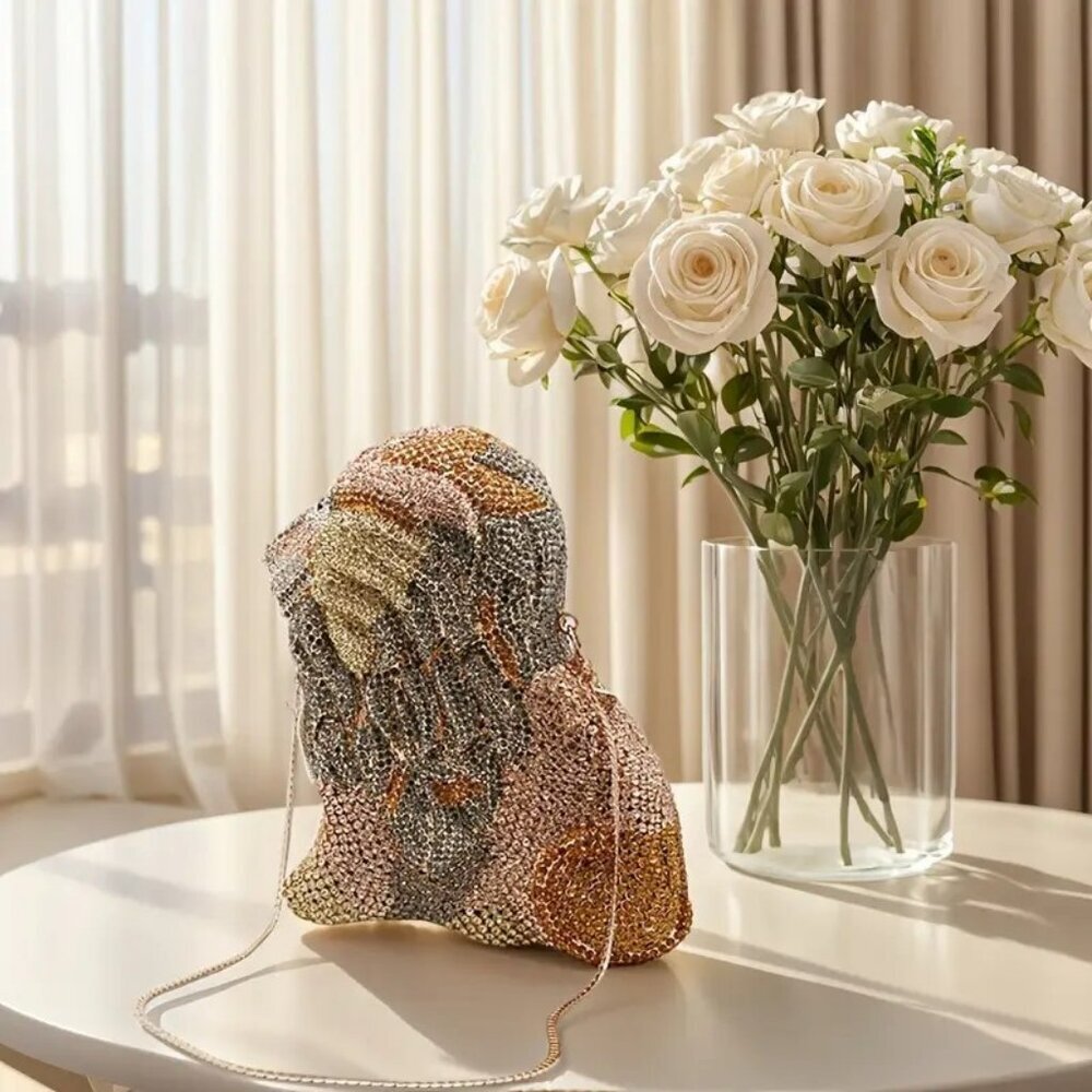 Glamorous Lion-Shaped Rhinestone Evening Clutch NWT​